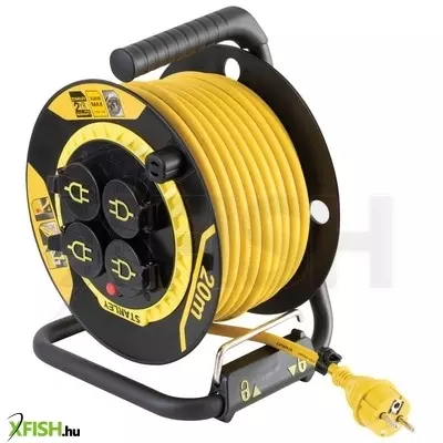 Home stanley sxeccl27are kültéri kábeldob, 20 m, ip44-es védelem, kábelvezető, masszív fém láb, h07rn-f 3g1,5 mm2 kábel, max. 3000 W