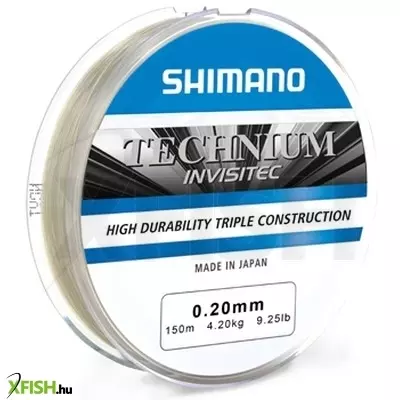Shimano Line Technium Invisitec Monofil Zsinór Víztiszta 300m 0,405mm 15Kg