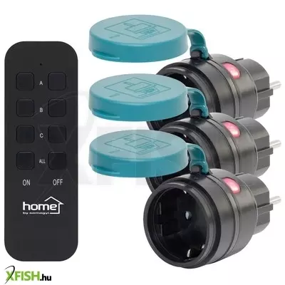 Home tho2313 távirányítható kültéri hálózati aljzat szett, ip44, 2300 w, 3 aljzat +1 távirányító, 40m hatótáv
