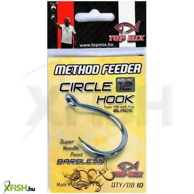 Top Mix Circle Barbless hook Method feeder Szakáll nélküli horog #12 10 db