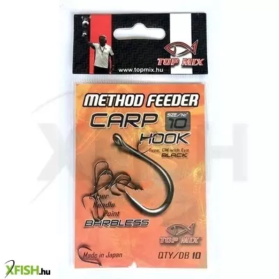 Topmix Method Feeder Carp Hook Barbless Szakáll Nélküli Pontyozó Horog 10-es 10db/csomag