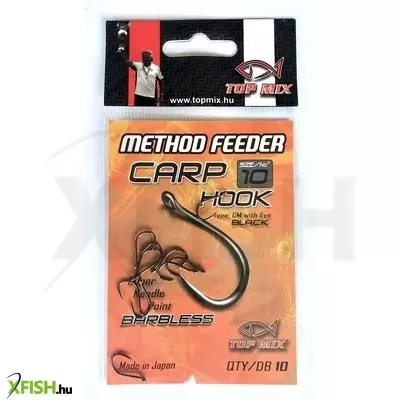 Top Mix Method Feeder Carp Hook Micro Barbed 8-as Szakáll Nélküli Feeder Horog 10 db/csomag