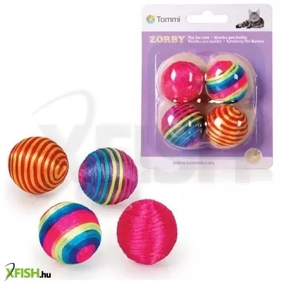 Tommi macskajáték - színes zörgő golyók 4cm (4db)