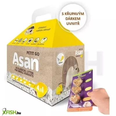 Asan petit kisállat alom papírház dobozban - 4,5 liter (ajándék eleséggel)