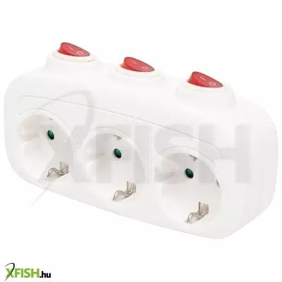 Home tpf 3k földelt hálózati t elosztó, 3 db földelt aljzat, 3 kapcsoló