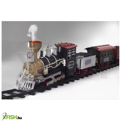 Home trn 01 elemes kisvasút, 1 mozdony és 3 vagon, vízgőzt képez, piros LED világítás, hanghatás, 47 cm-es pálya