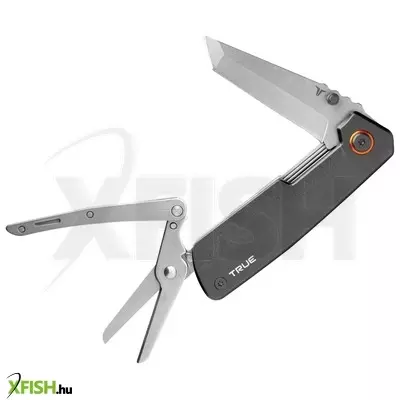 True utility dual cutter, tru-mtl-0002-g, 2 in 1, 7 cm tanto penge, rugós olló, rozsdamentes acél penge, eloxált alumínium tok