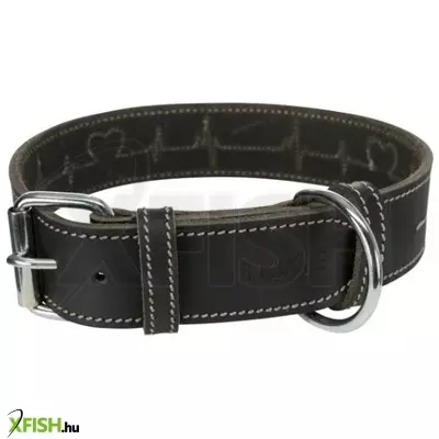 Trixie nyakörv bőr szívritmus mintával S-M 34-40 cm/30 mm, fekete