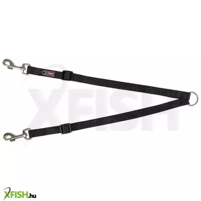 Trixie póráz premium kettős vezető  M-L 40-70 cm/20 mm, fekete