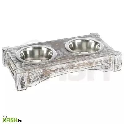 Trixie tál szett fa állványon 2x0,2l/10cm, 30x5x16cm fehér