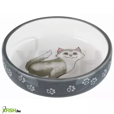 Trixie tál kerámia macskának cica mintával 0,3l/15cm szürke/fehér