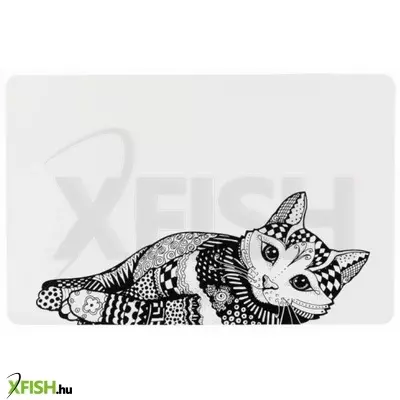 Trixie tál alátét macska motívummal 44*28cm fehér/fekete