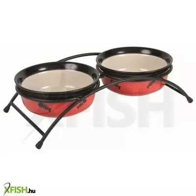 trixie eat on feet kerámia tál szett 2x0,3l/12cm piros/fekete/krém