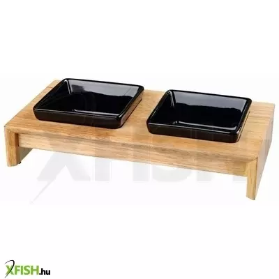 Trixie kerámia tál fa állványon kutyának 2x0,2l 28x5x15cm fekete