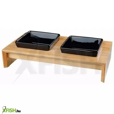Trixie kerámia tál fa állványon kutyának 2x0,4l 39x19x7cm fekete