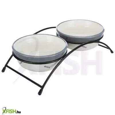 Trixie tál kerámia macskának, 0,3 l/o 12 cm, fehér/kékesszürke