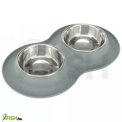 Trixie tál szett, szilikon/rozsdamentes acél 2x0,4l, szürke