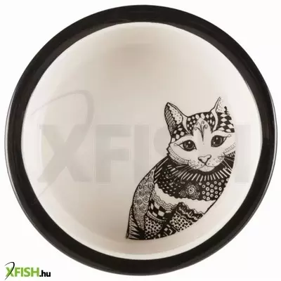 Trixie tál kerámia macska motívummal 0,3l/12cm fehér/fekete