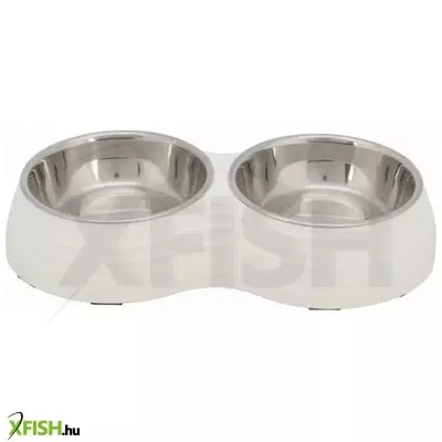 Trixie fém/melamin tál szett állvánnyal 2x0,4 l/ 14cm /32x6x17cm fehér