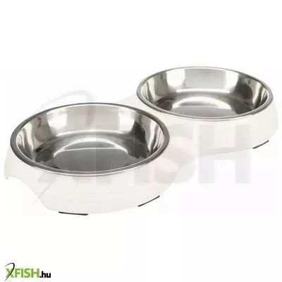 Trixie tál fém/melamin macskának 0,9l/23cm 2x0,2 l/ 13 cm/27x3x4cm fehér