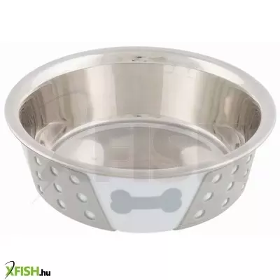 Trixie szilikonnal bevont fém tál 0,4l/14cm fehér/szürke