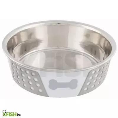 Trixie szilikonnal bevont fém tál 1,4l/21cm fehér/szürke