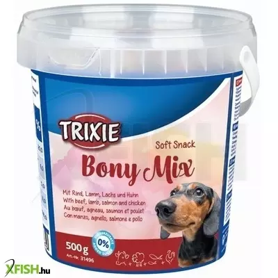 trixie jutalomfalat soft snack bony mix vödrös 500gr