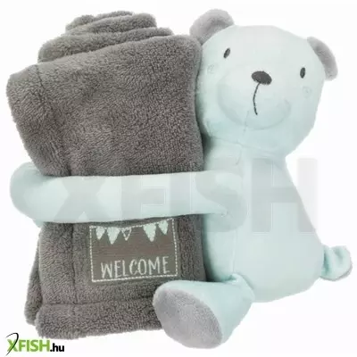 Trixie pléd szett, junior, plüss medvével, 75x50cm, szürke/menta