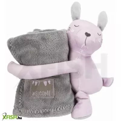 Trixie pléd szett, junior, plüss nyúllal, 75x50cm, szürke/világos lila