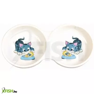 Trixie tál kerámia dupla macskának 2x0,15l/11cm fehér