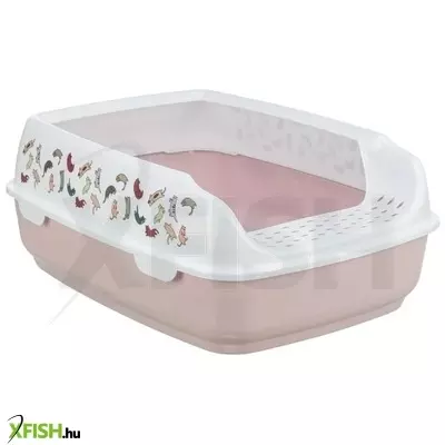 Trixie macska alomtálca delio, peremes, nyomott mintával, 38 × 20 × 50 cm, világos akáclila/fehér