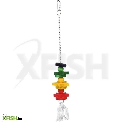trixie játék madárnak színes fa lánccal kötéllel 30cm