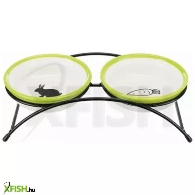 Trixie tál szett fém állvánnyal nyúlnak 2x0,3l/13cm fehér/zöld