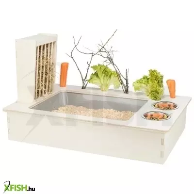 Trixie etetőállomás tállal és szénatartóval, rágcsálóknak, fából, 70x41x47cm