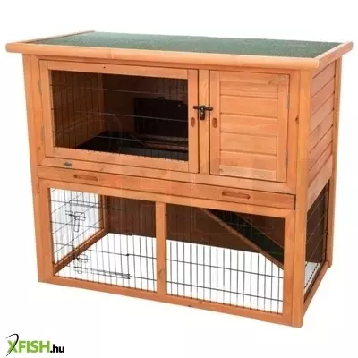 Trixie kunyhó, kisállatnak, zárt kifutóval, fa, 116*97*63cm, szürke-zöld