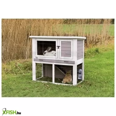 Trixie kunyhó, tengerimalacnak, zárt kifutóval, fa, 104*97*52cm, szürke-fehér