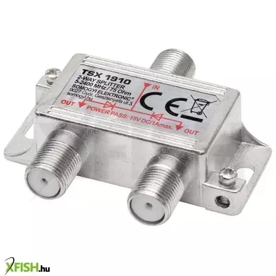 Use home tsx 1910 f elosztó, HQ professzionális minőség, 75 ohm, ip44, cink-ötvözet konstrukció, 5-2400 mhz, 2 utas, 1 bemenet, 2 kimenet