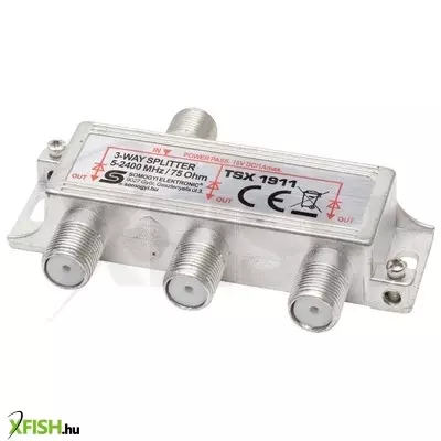 Use home tsx 1911 f elosztó, HQ professzionális minőség, 75 ohm, ip44, cink-ötvözet konstrukció, 5-2400 mhz, 3 utas, 1 bemenet, 3 kimenet