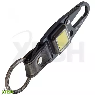 True utility cliplite, tu918, kulcstartó karabiner, tölthető lámpa, 4 funkció, 47 lm cob led, li-ion, marhabőr szíj, rozsdamentes acélváz