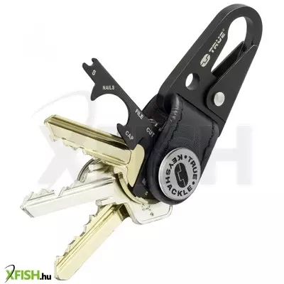 True utility keyshackle, tu921, 7 in 1, multifunkcionális szerszám, csavarhúzó, fekete titániumbevonatú karabiner , valódi bőr