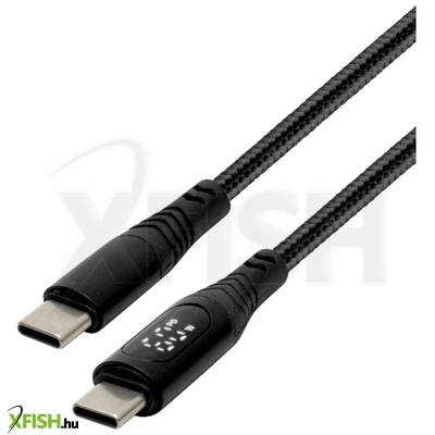 Use home usbcc100pm töltőkábel, usb-c / usb-c, 1.2 méter, 100w gyorstöltés, teljesítménymérő digitális kijelző, szőtt nylon burkolat
