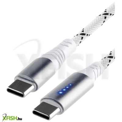 Use home usbcc2m100l töltőkábel, usb-c / usb-c, 2 méter, 100w gyorstöltés, töltésjelző led-sor, szőtt nylon burkolat