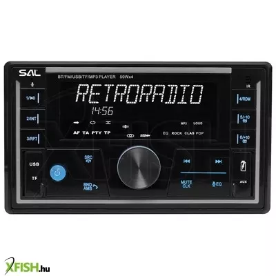 Sal vb5500 smart autórádió, 4x50w, 2xdin, FM rds, usb-microsd, mp3 lejátszó, dupla USB aljzat, telefontöltő, kiválasztható rgb gomb világítás, telefonról is vezérelhető okos autórádió