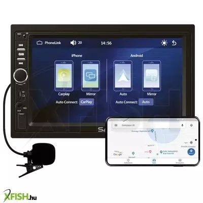 Sal vbx910 autórádió és multimédiás lejátszó, cpaa multimédia, ios carplay és android auto, tükrözés, 18cm-es érintő-kijelző, 2xdin, bluetooth
