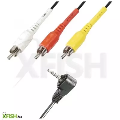 use home vc 20-2 videókábel, 4 pólusú 3,5mm dugó, rca dugó, 2m
