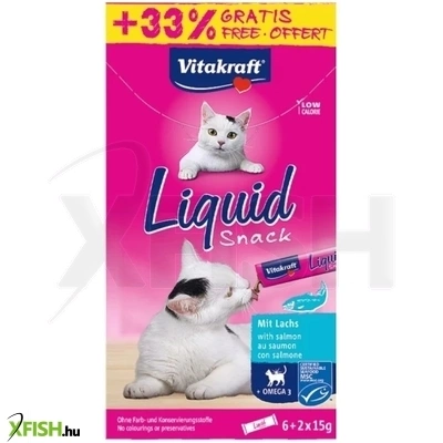 Vitakraft Macska Folyékony Jutalomfalat Omega-3 & Lazaccal 6x15g + 33% ajándék