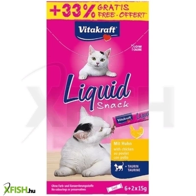Vitakraft Macska Folyékony Jutalomfalat Taurinnal & Csirkehússal 6x15g + 33% ajándék