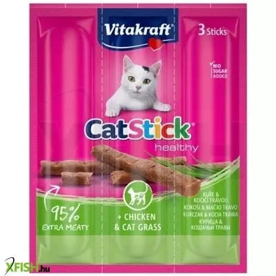 vitakraft cat stick jutalomfalat mini csirke & macskafű 3x6g