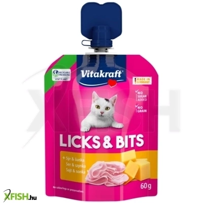 Vitakraft Licks & Bits Sajtos Sonkás Krém Jutalomfalat Macska 60g