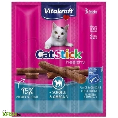 Vitakraft Cat Stick Jutalomfalat Macskák Részére Mini Lepényhal És Omega3 3x6g